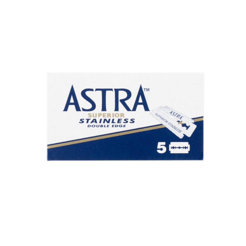 Astra Blu Superior Stainless Double Edge Razor Blades - Packs of 5