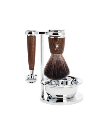 MÜHLE RYTMO 4-Piece Shaving Set – Steamed Ash, Black Fibre, Closed Comb