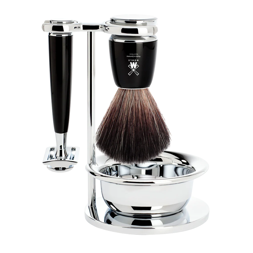 Muhle Rytmo Shaving Set with Mach 3 Gillette Black Fibre